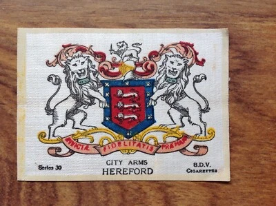 B.D.V. Cigarette silk, Series 30 - City Arms Hereford .  Free UK Postage - Image 1 of 3