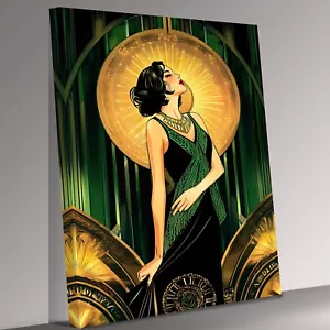 Art Deco Flapper Lady Roaring Twenties Leinwandbild Wandbild Bild - Bild 1 von 7