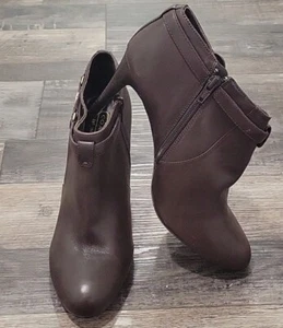 Coach Women Salene Brown Leather Ankle Booties Size 9 B - Picture 1 of 13