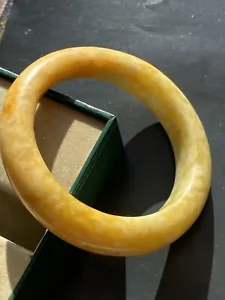 Rare Superb Chinese Hand Carved Yellow Russet Translucent Jade Bangle 60-61mm - Picture 1 of 24