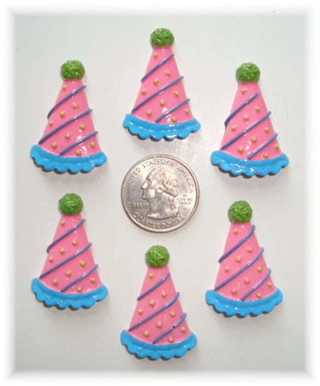 6 PIEZAS SOMBREROS FIESTA SORPRESA FELIZ CUMPLEAÑOS RESINAS PLANAS  Foto 1 de 1