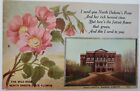 Bismarck, ND State Capitol & State Flower Wild Rose Poem 1914 Postcard Z76