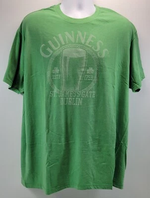 G) 男式 Guiness St James Gate 都柏林爱尔兰绿色图形 T 恤 2XL — 第 1/4 张图片
