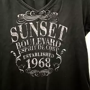 Vtg ESPRIT Sunset Blvd T-Shirt Women's Medium Pullover Tee Short Sleeve Black - Picture 1 of 7