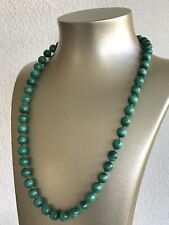 ANTIQUE BEAUTIFUL FINE CARVED POLISHED MALACHITE  BEAD NECKLACE CHINESE EXPORT