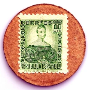 Spanish Civil War. Coin stamp. 10 cents. Maria Pineda. SC/UNC - Picture 1 of 2