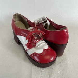 Mujer Vintage Años 70 Dos Tonos Disco Groovy Plataforma Cuero Zapatos Talla 7 España - Imagen 1 de 10