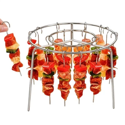 Air Fryer Stainless Steel Grill Vertical Skewer Hanging Kebab Rack Kitchen Tool