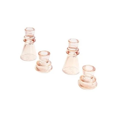  Candelabros cónicos, paquete de 4, 2 y 4 pulgadas, rubor de vela de vidrio rosa - paquete de 4 Foto 1 de 4