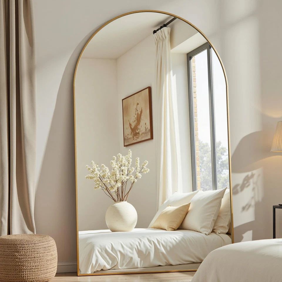 Espejo Arqueado Largo Completo, Espejo de Piso Grande 78"x38" con Soporte, Gran Tamaño F... Foto 1 de 4
