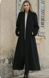Peruvian Connection Decades Baby Alpaca/Wool Black Long Coat Orig $898 | Large - Picture 1 of 8