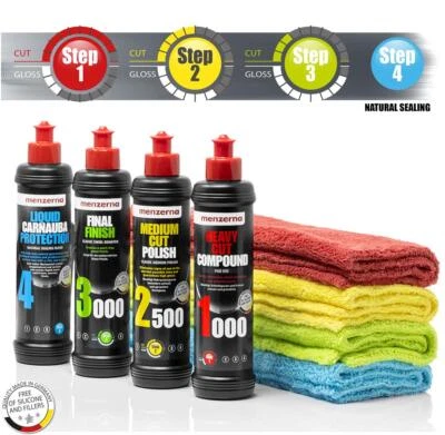 Pulido de coche Menzerna set 4x pasta pulidora paños de microfibra - Imagen 1 de 4