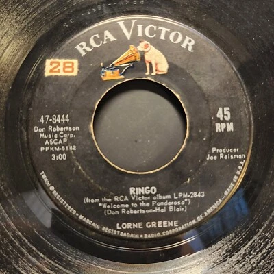 LORNE GREENE - RINGO / BONANZA Original RCA Victor 45 and Sleeve Foto 1 de 4