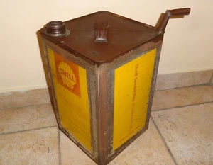 SHELL DIALA OIL LUBRICANTS BIG TIN CAN CONTAINER PETROL GAS STATION 4 Gal. 1960s - Picture 1 of 11