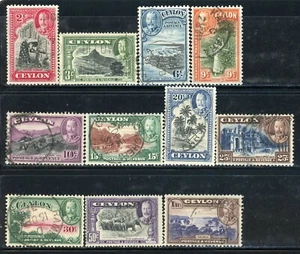 CEYLON 264-74 SG368-78 Used 1935-36 KGV Definitive set of 11 CV$47 - Picture 1 of 2