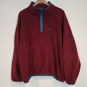 Vintage LL Bean Fleece Mens XL Red 1/4 Snap T Made in USA Pullover Sweater - Picture 1 of 12