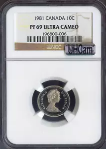 1981 Canada 10 Cents 10C NGC PF69 Ultra Cameo - Quality - Picture 1 of 2