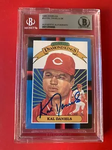 Kal Daniels REDS 1988 Donruss DK Diamond Kings Card Signed Auto Beckett BAS - Picture 1 of 2