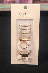Rosa & weißer Stein Gold 6 Stück Ring Set - Bild 1 von 1