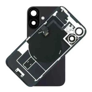 Cubierta trasera de batería de vidrio para iPhone 16 Plus NFC marco flexible imanes negro - Imagen 1 de 1