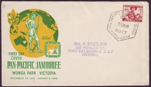 Pan Pacific Scout 1948 Jamboree ""Wonga Park-Vic"" cubierta primer día 27/12/48 CV 75 USD - Imagen 1 de 1