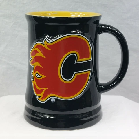 NHL Calgary Flames Logo Authentic Hockey Heavy Stein Tankard Beer Coffee Mug Cover