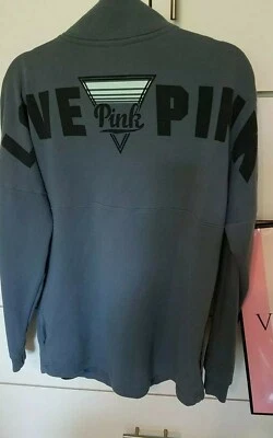 Victoria's Secret ROSA Cromo Azul Universitario Cuarto Pullover Sudadera  Foto 1 de 4