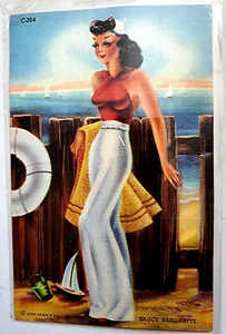 SAUCY SAILORETTE, Curteich-Chicago Postkarte, um 1939 NEU/nie benutzt - Bild 1 von 2