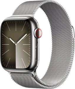 Apple Watch Series 9 (GPS+Cell) 41mm Silver Steel Case with Silver Milanese Loop - Zdjęcie 1 z 1