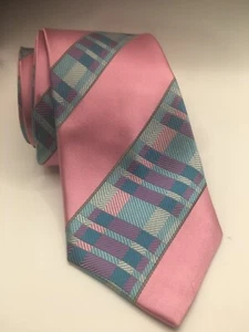 Steven Land Pink and Blue Striped Men's Tie. - Picture 1 of 3