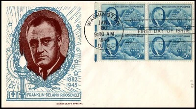 933-7A F.D. Roosevelt FDC, Smartcraft Special Cachet, B4, UA, OF, VFC. - Image 1 of 3