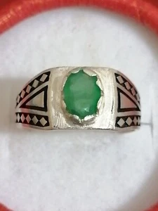 Atemberaubender natürlicher grüner Smaragd Ring Herren Sterlingsilber 925 Ring beste Geschenkidee - Bild 1 von 11