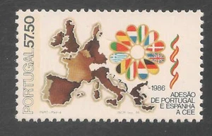 Portugal #1662 (A442) En muy buen estado sin montar o montar - 1986 57,50e Mapa de la CEE, Banderas - Imagen 1 de 1