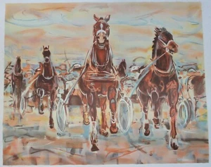 Lithographie Henri Laville (1916-?) Le tiercé Numéroté Signé - Imagen 1 de 4