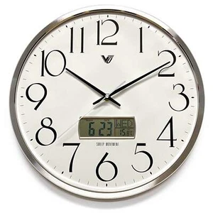 Heidi Analogue with Digital Calendar & Temp Wall Clock, White, 36cm - Picture 1 of 11