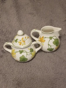 VILLEROY&BOCH "GERANIUM" Pat#1748 CREAM & SUGAR (Non Ribbed Rim), MADE N GERMANY - Picture 1 of 3