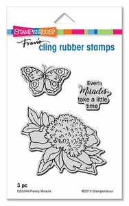 Stampendous Retired Cling Stamp Set "Peony Miracle" QS5049 Cardmaking Stamps - Picture 1 of 1