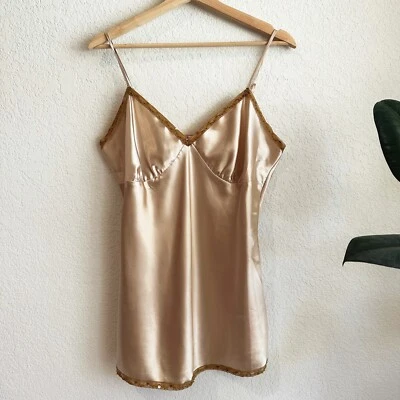 VTG Y2K Xhilaration Babydoll Satin Lace Trim Top Large Fairy Grunge Romantic 90s - Image 1 of 4