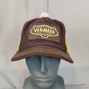Vintage Vermeer Strange Bill White Pom Top Cap Hat Round Bill Mesh Back Snapback - Picture 1 of 8
