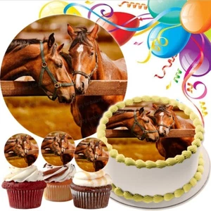Pferd Tortenaufleger Muffin Party Deko Geburtstag neu Geschenk Bild Pony essbar - Bild 1 von 13