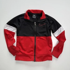 NIKE Full Zip Track Jacket Colorblock Black Red Kids Size 5 (4-5 Years Old) - Picture 1 of 7