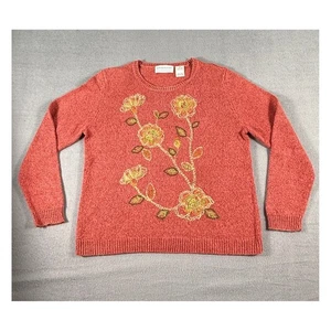 Alfred Dunner bestickter Blumen Chenille Pullover gemütlich Herbst Cottagecore PM - Bild 1 von 8