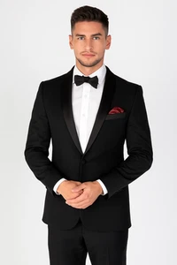 Conjunto de 2 piezas de chal de esmoquin de ajuste a medida negro para hombre traje de cena boda fiesta - Imagen 1 de 2