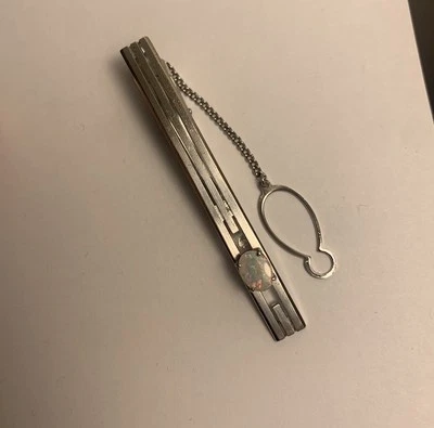 "Corbata/barra/broche/clip de plata de ley de ópalo natural 2,4""" Foto 1 de 3