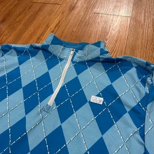 Good Good Herren Pullover Kariert Preppy Quarter Zip Golf Blau Gr. 2XL - Bild 1 von 6