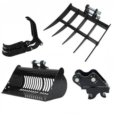 Mini Excavator Attachment Mini Digger Rake/Digger Log/Riddle Bucket/ Quick Hitch - Image 1 of 4