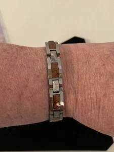 Na Hoku Tungsten Koa Wood Chain Bracelet - Picture 1 of 10