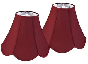  Juego de 2 pantallas de lámpara de campana borgoña festoneadas borde de pétalo paquete de 2 rojas - Imagen 1 de 8
