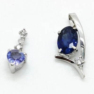 NO TARIFF 2 set Sapphire Tanzanite White Gold 1326898 - Image 1 of 4
