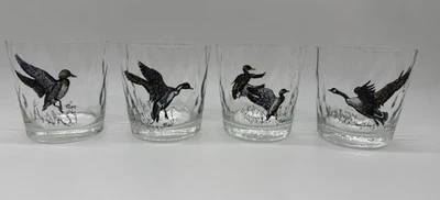 VTG Set Of 4 Richard Bishop Whiskey Glasses Wildlife Game Birds Mid Century - Image 1 of 4